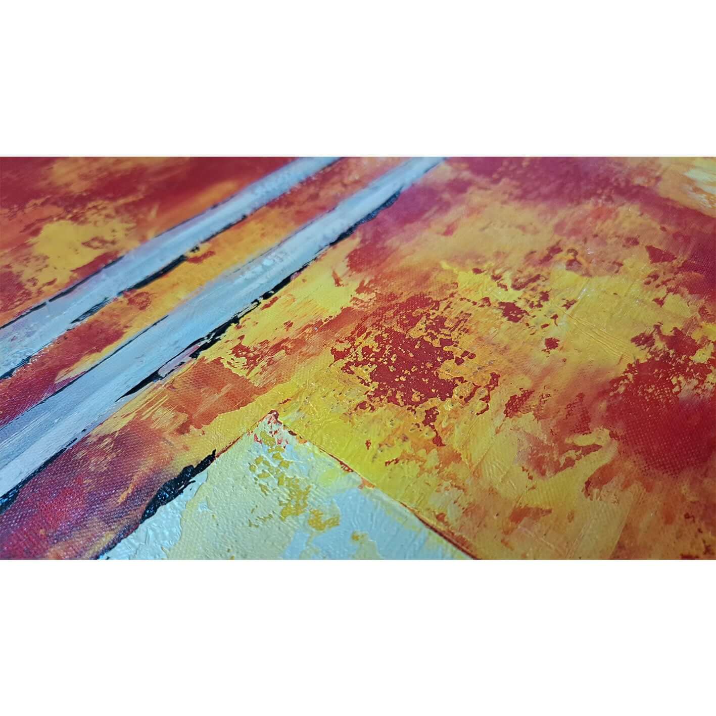 Cuadro abstracto amarillo rojo