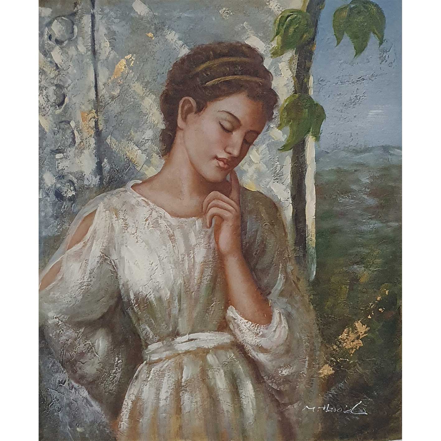 Cuadro Mujer Pensativa 50x60 cm