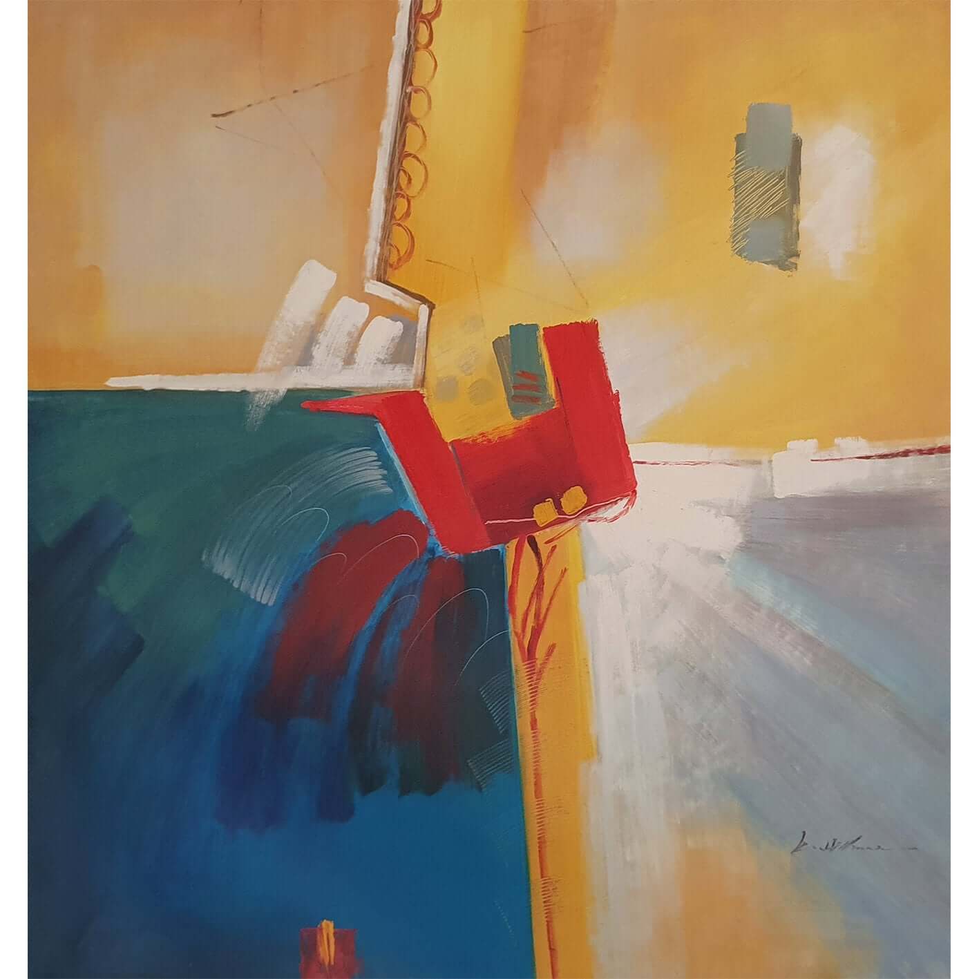 Cuadro Abstracto amarillo azul