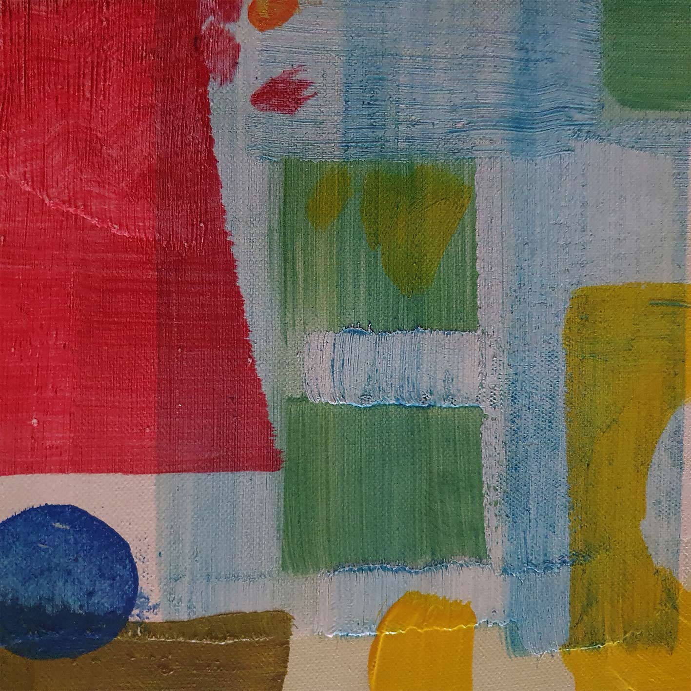 Cuadro abstracto verde con circulos