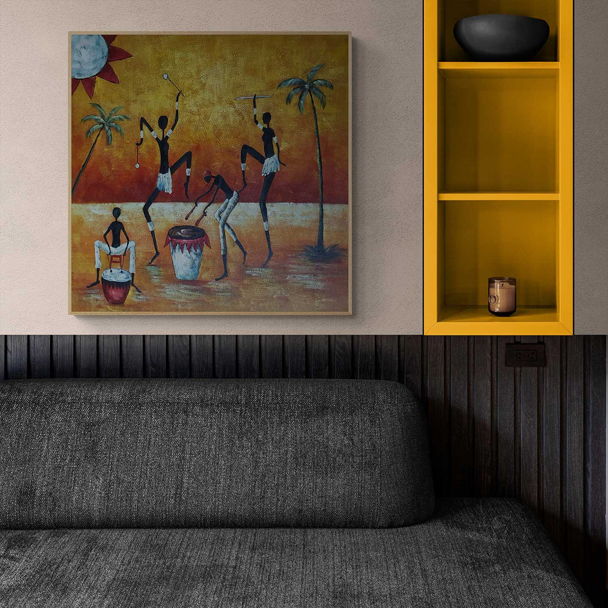 Cuadro Africanos Danza I 80x80 cm