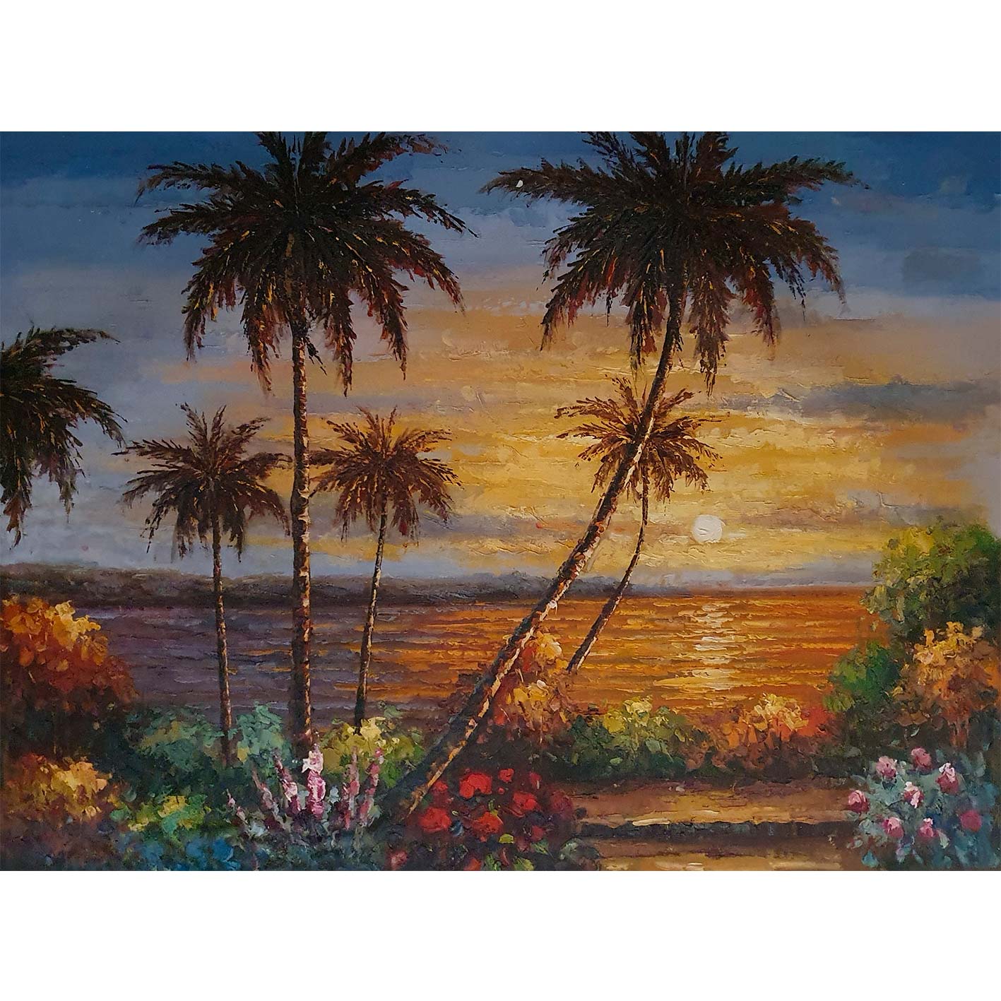 Cuadro Playa Con Palmeras 120x90 cm