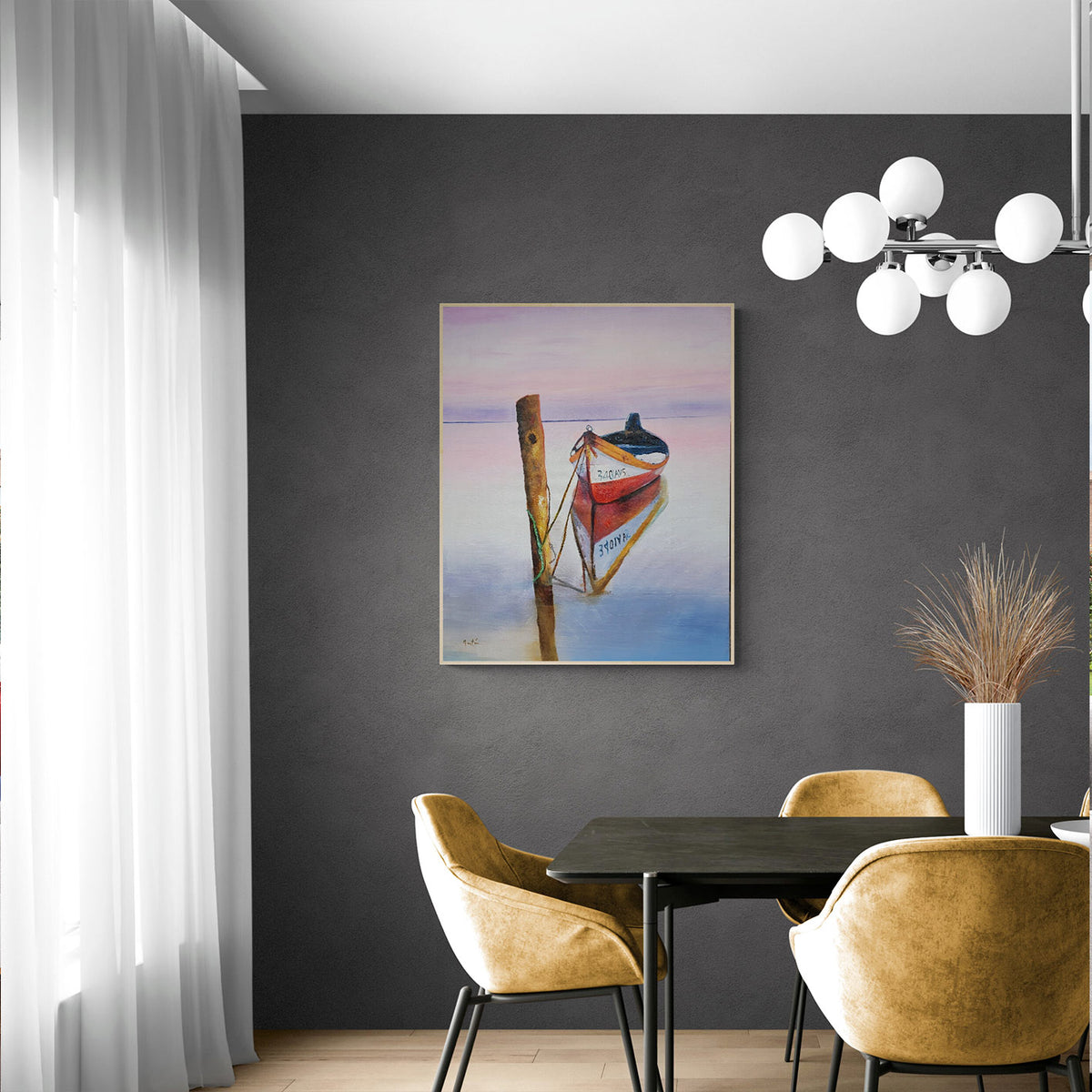 Cuadro Barca Amarrada 82x102 cm