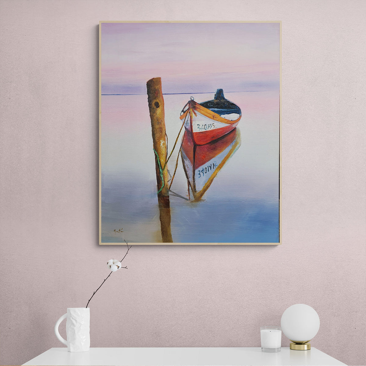 Cuadro Barca Amarrada 82x102 cm