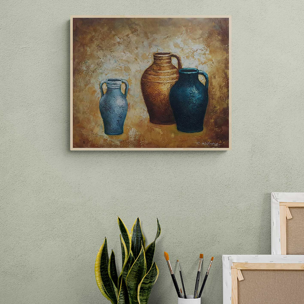 Cuadro Bodegon Anforas III 60x60 cm