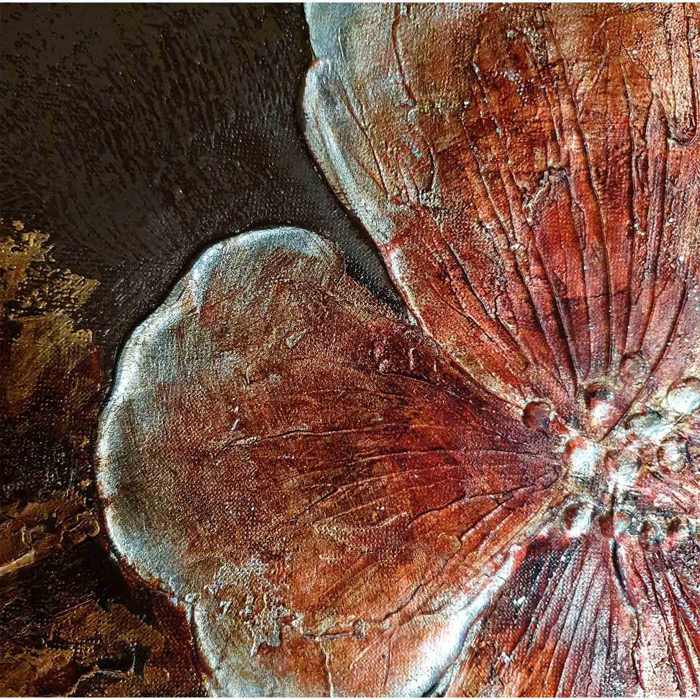 Cuadro Flor Plata 40x120 cm Texturas