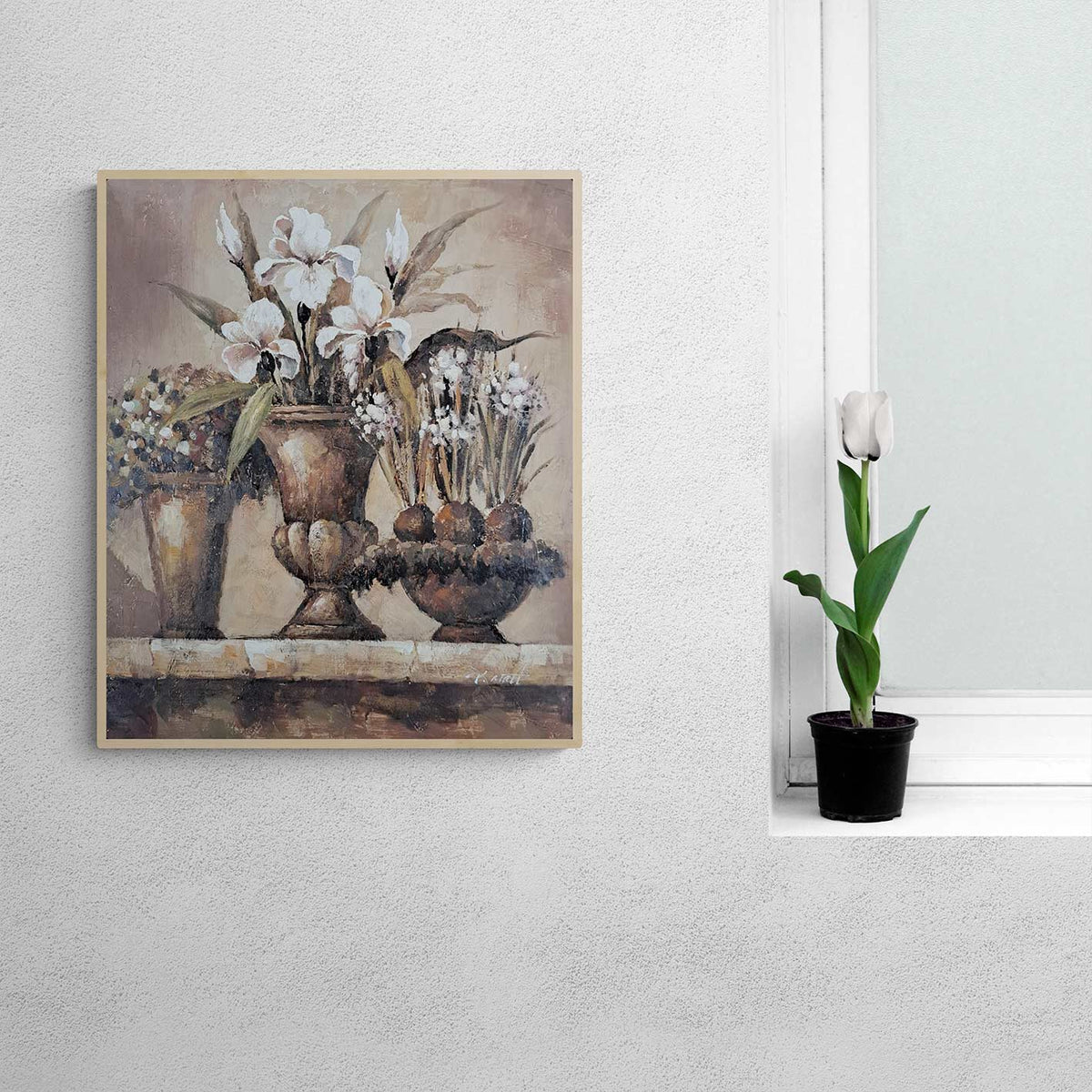 Cuadro Flores Blancas 50x60 cm