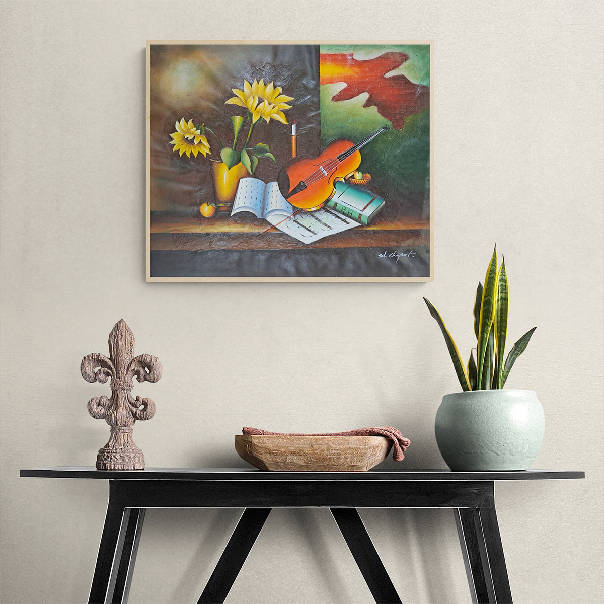 Cuadro Girasoles Violín 60x50 cm