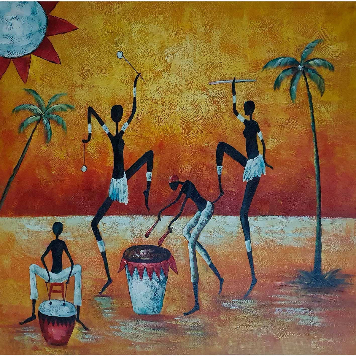 Cuadro Africanos Danza I 80x80 cm
