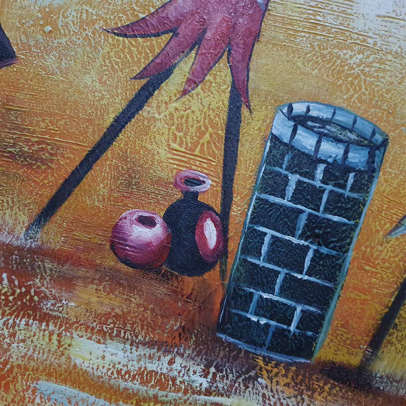 Cuadro Lienzo Oleo Mujeres Africanas Pozo 80x80 cm