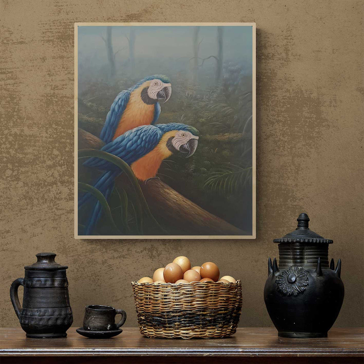 Cuadro Loros Azules 60x50 cm