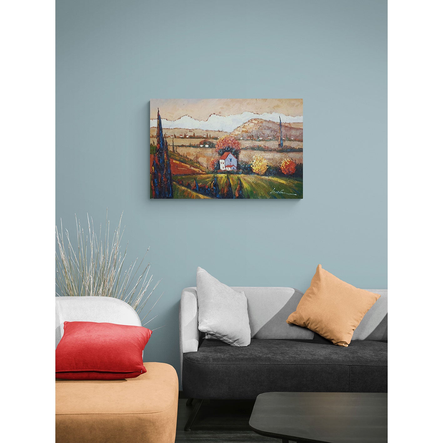 Cuadro Paisaje Pueblo Rural 90x60 cm