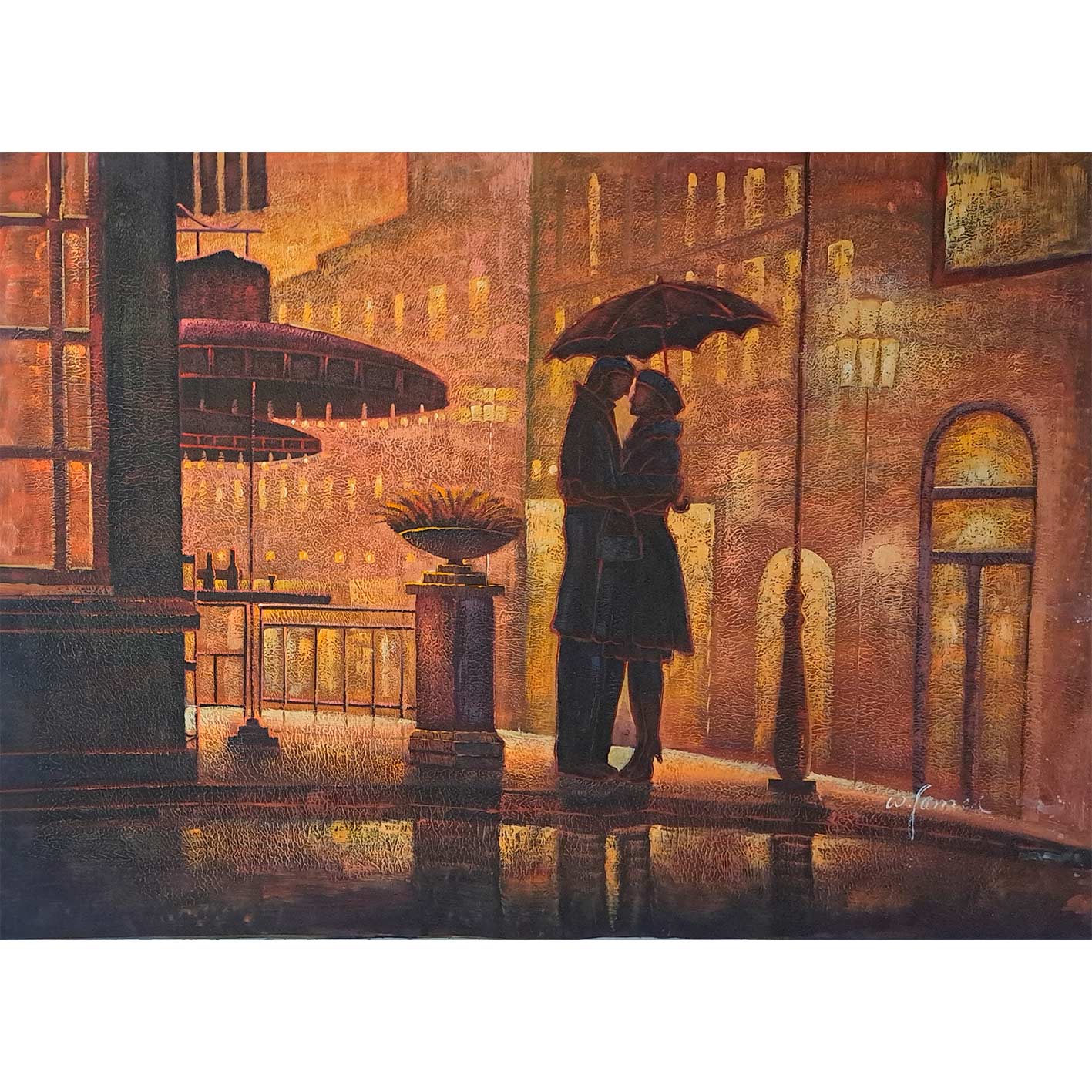 Cuadro Pareja Lluvia 90x60 cm