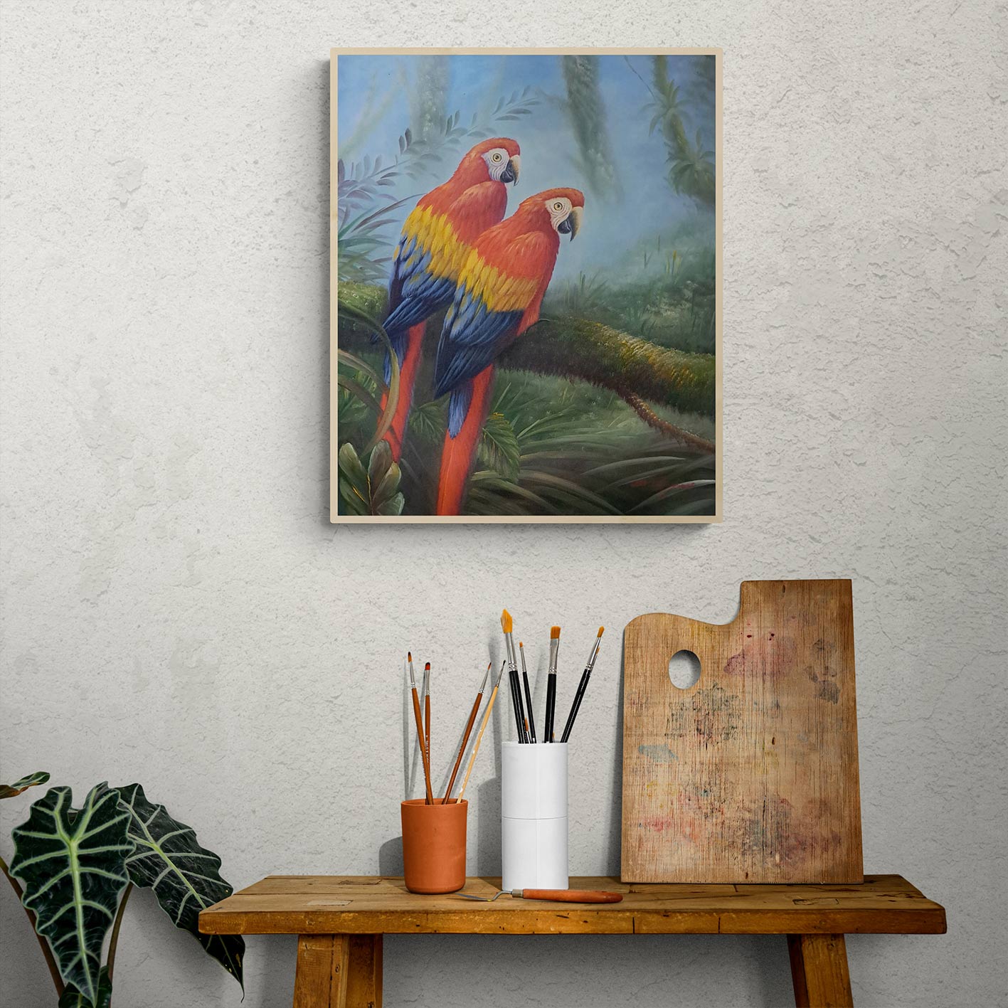 Cuadro Loros Rojos 50x60 cm