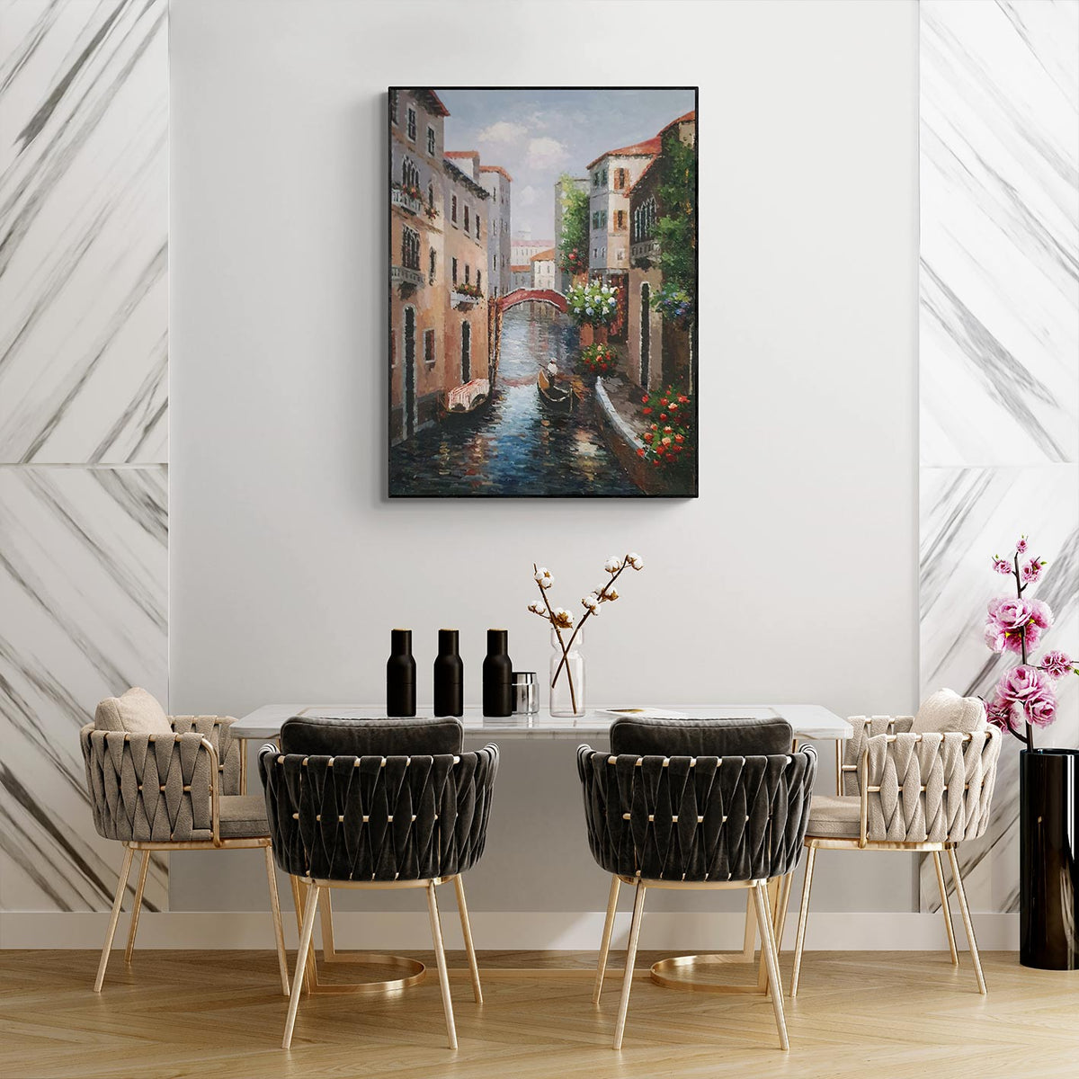 Cuadro Oleo Lienzo Veneciano Puentes 90x120 cm