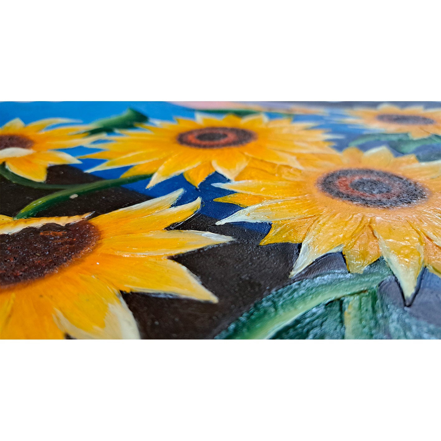 Cuadro Oleo Lienzo Jarron Girasoles 50x60 cm Texturas