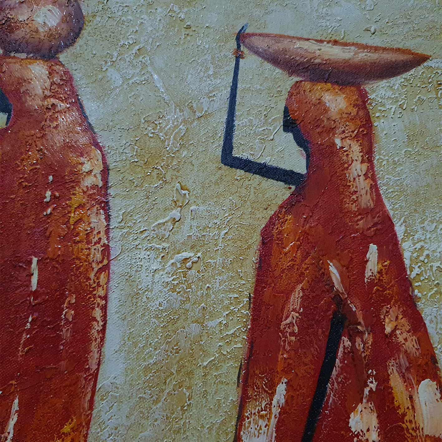 Cuadro Oleo Lienzo Mujeres africanas 80x80 cm