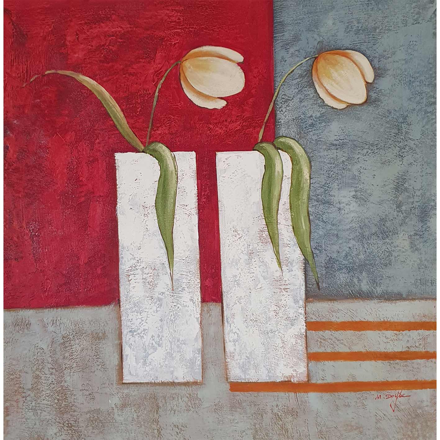 Cuadro Pintura Floral 100x100 cm