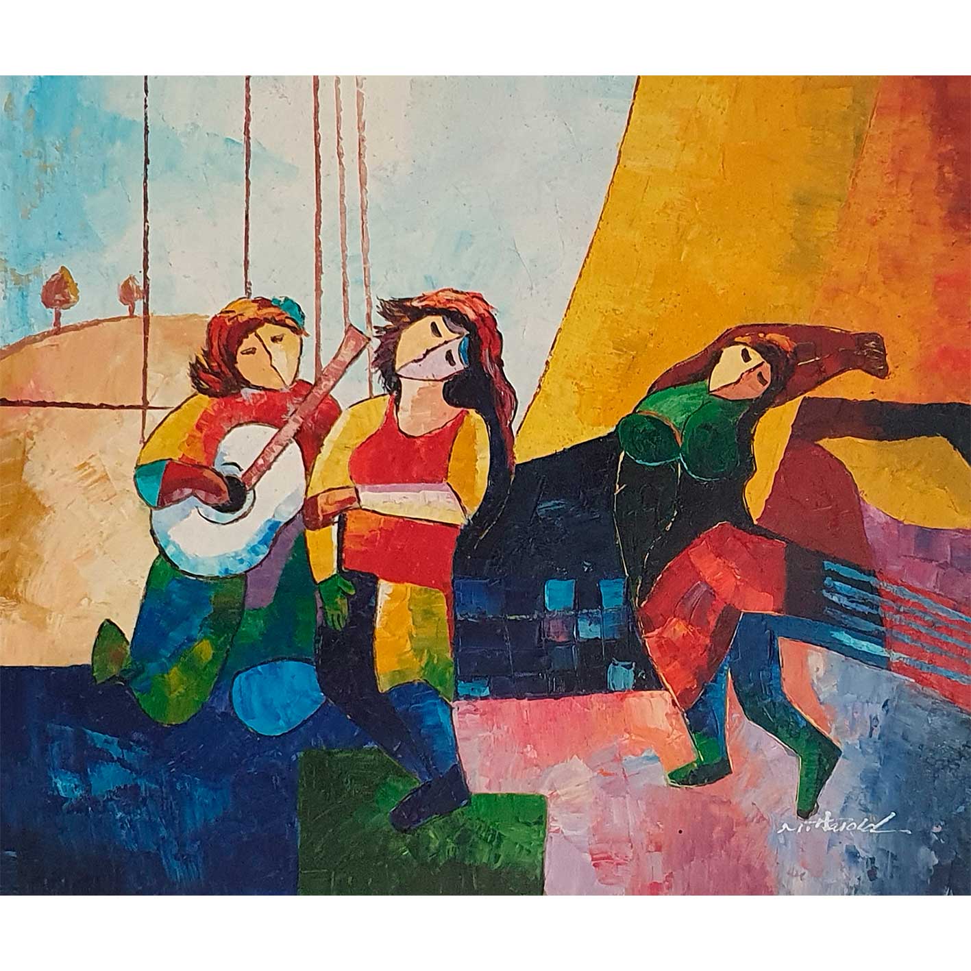 Cuadro Musicos Baile 60x50 cm