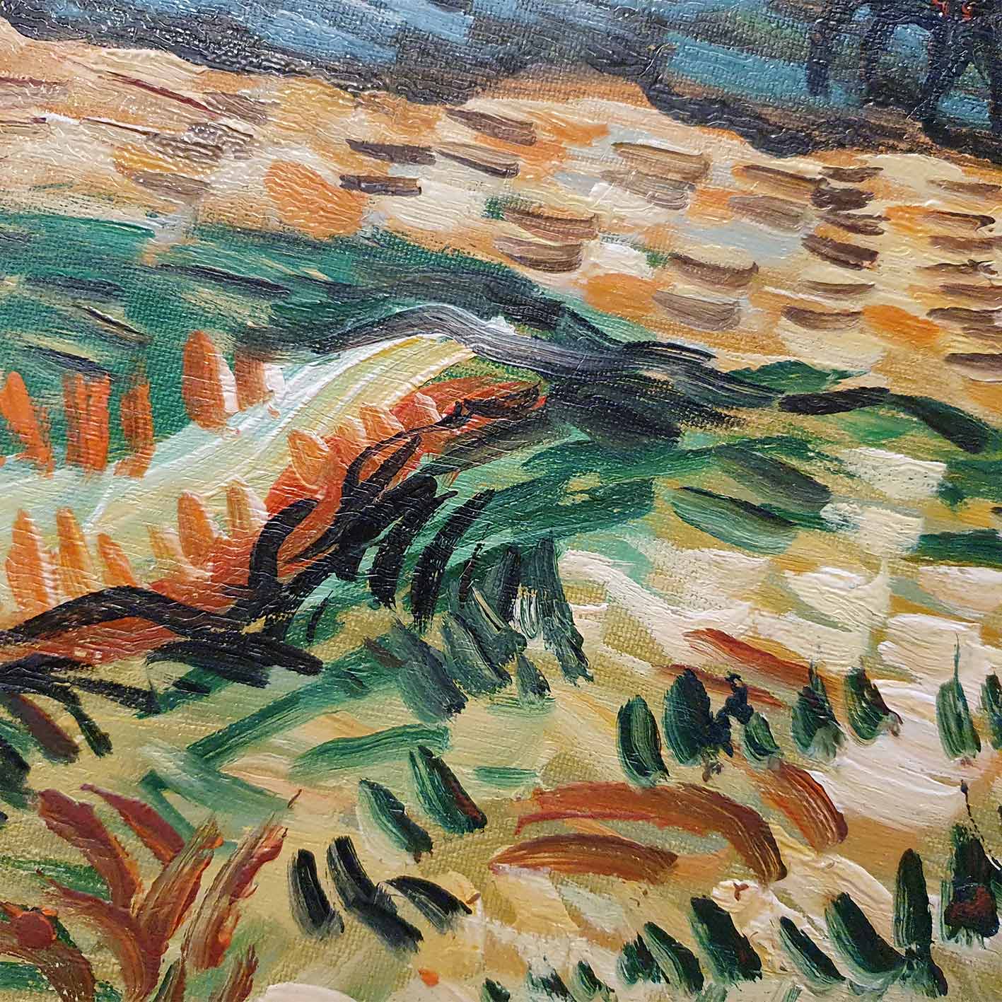 Cuadro Van Gogh Campo con Labrador y Muele 90x60 cm