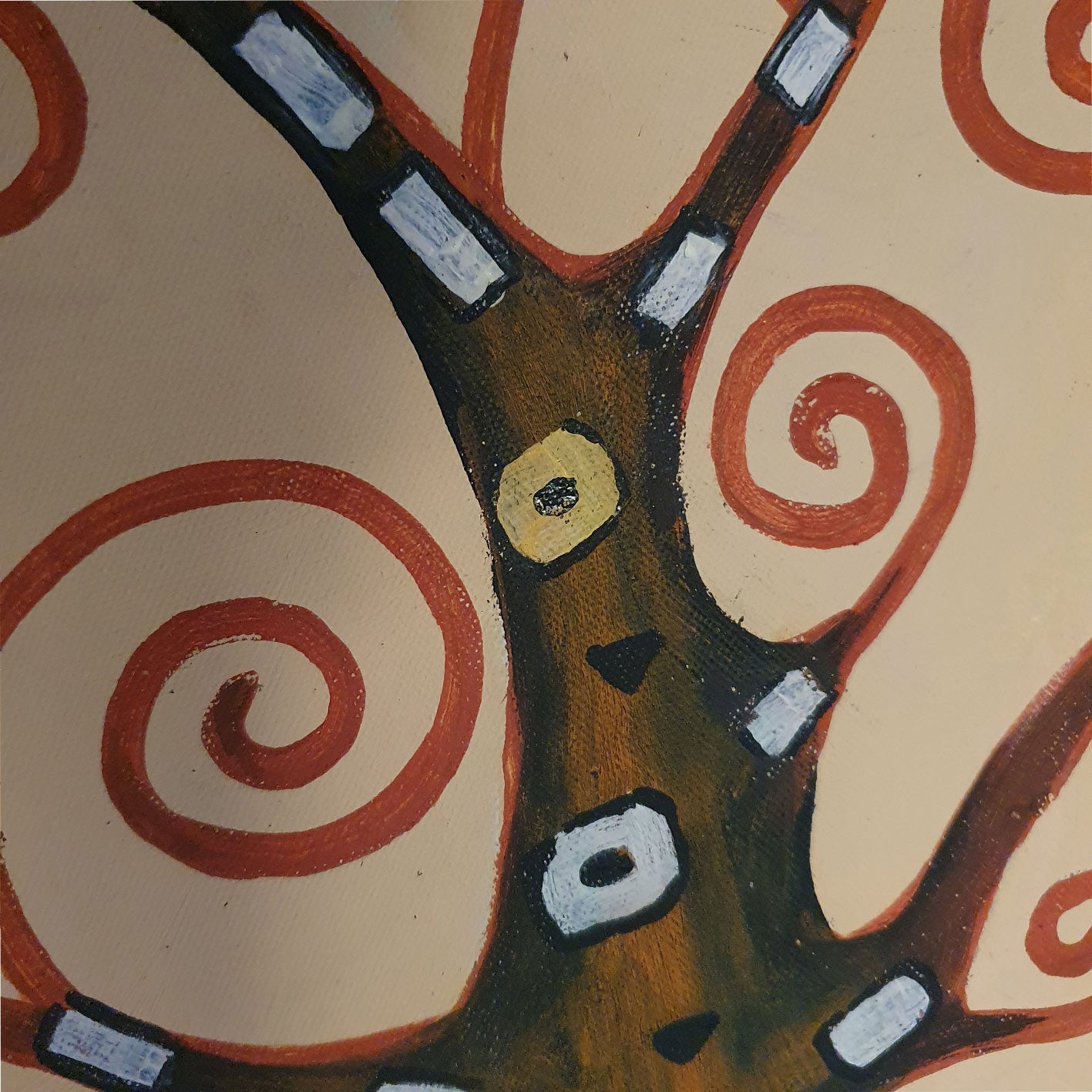 Pintura al óleo con figuras humanas y elementos naturales