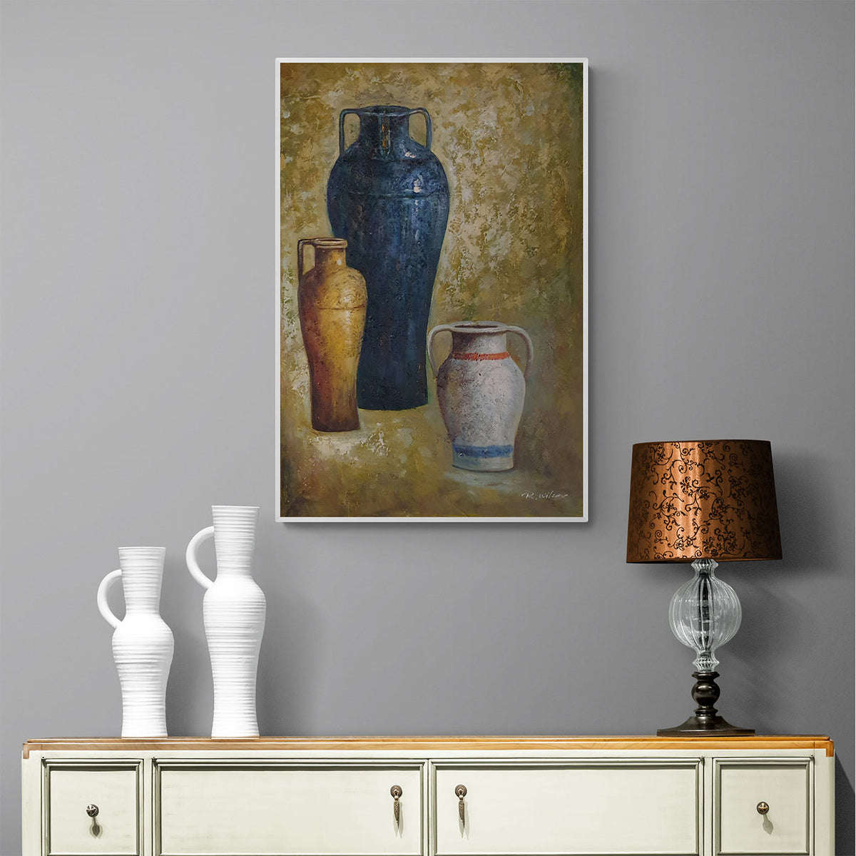 Cuadro Bodegon Anforas 60x90 cm