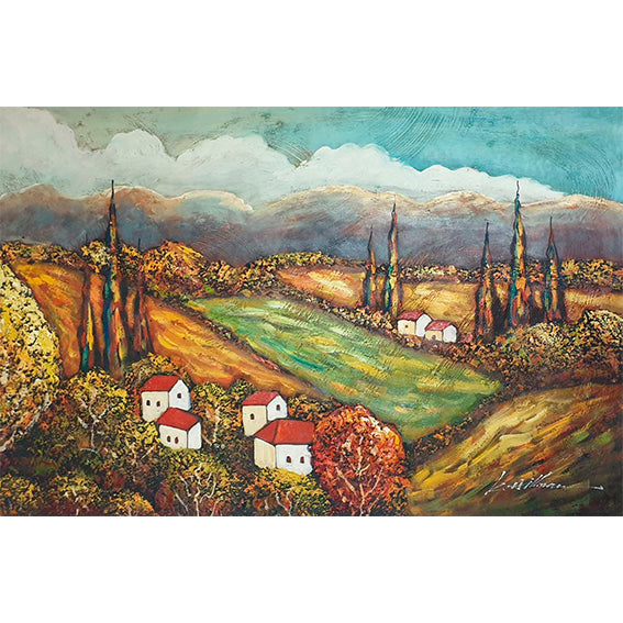 Rural Village Landscape Painting 90x60 cm