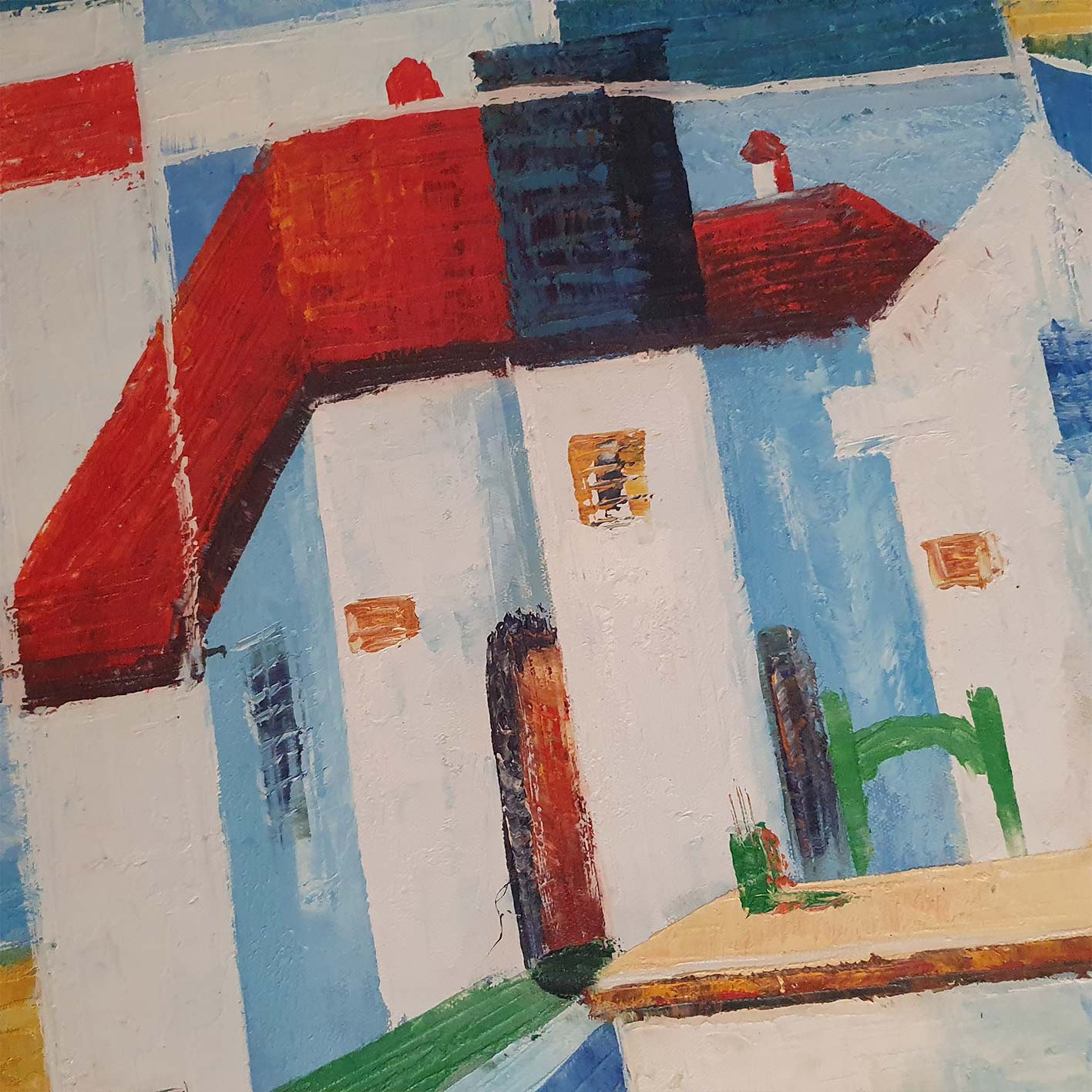 Obra contemporánea de casa en paisaje artístico