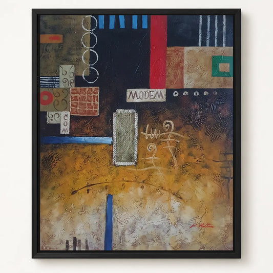 Geometrisch abstrakt, handgemalt mit Ölfarben, 50 × 60 cm