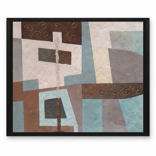 Handgemaltes geometrisches abstraktes Ölgemälde 60 × 50 cm