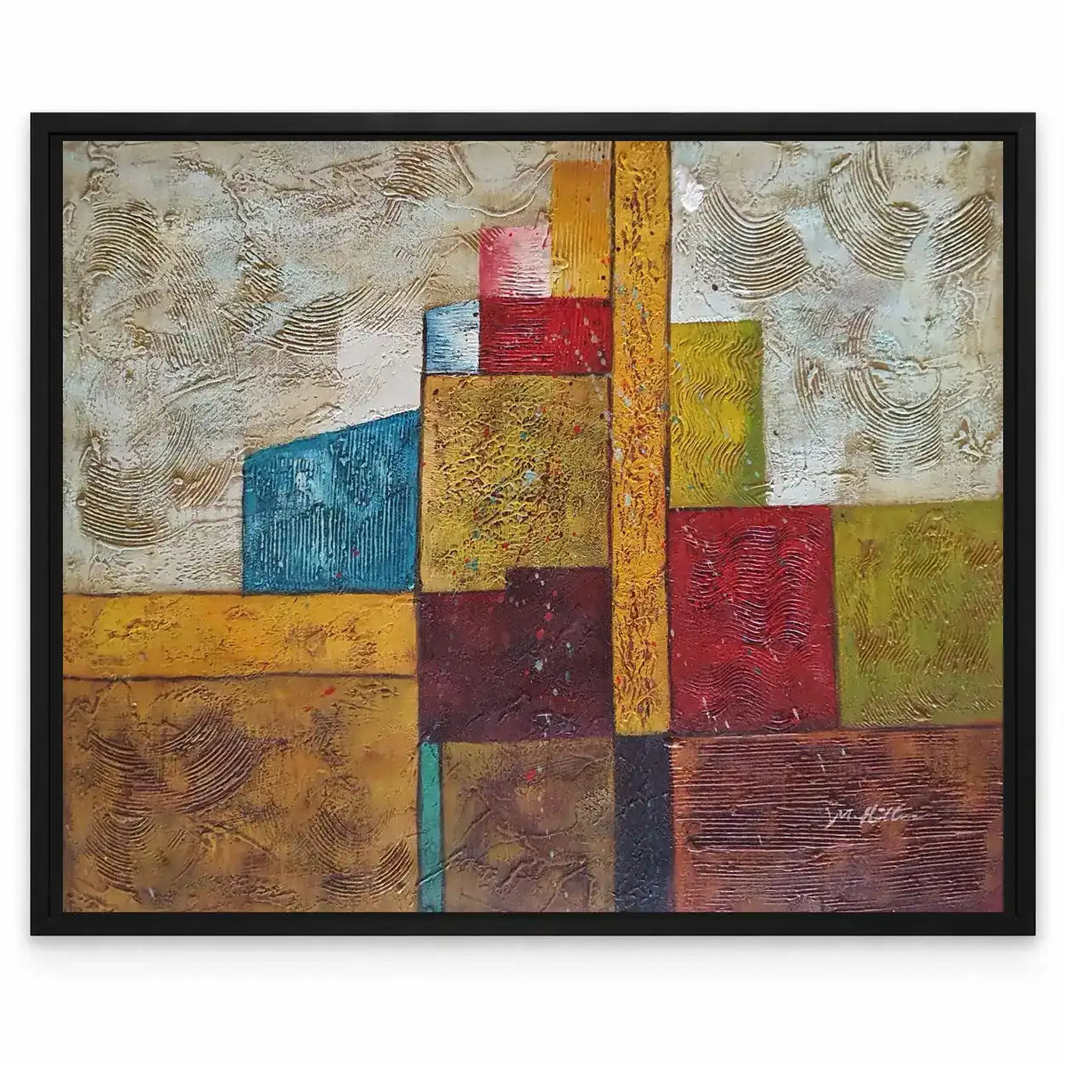 Abstracto multicolor al óleo pintado a mano 60 × 50 cm