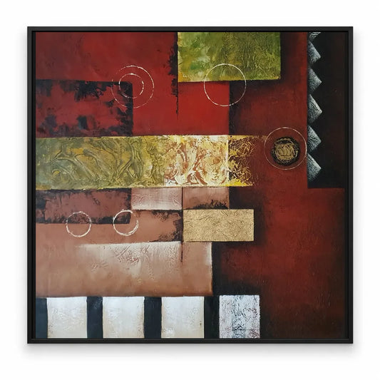 Hand-painted geometric abstract oil painting 80 × 80 cm