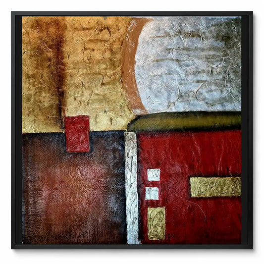 Red and gold abstract hand-painted oil painting 80 × 80 cm