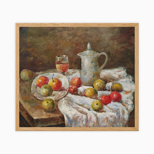 Hand-painted oil still life of apples 60 × 50 cm