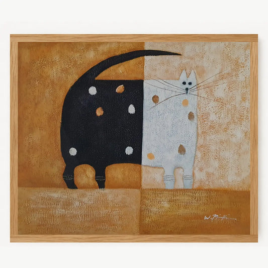 Hand-Painted Oil Cat Painting 60 × 50 cm
