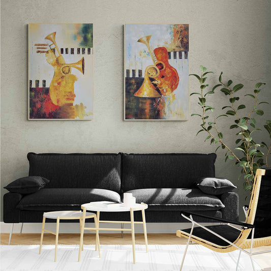 Modernes Musik-Diptychon-Gemälde 60x90 cm [2 Stück]