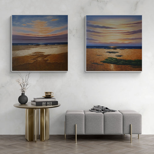 Marine Earth Diptych Painting 80x80 cm [2 pieces]