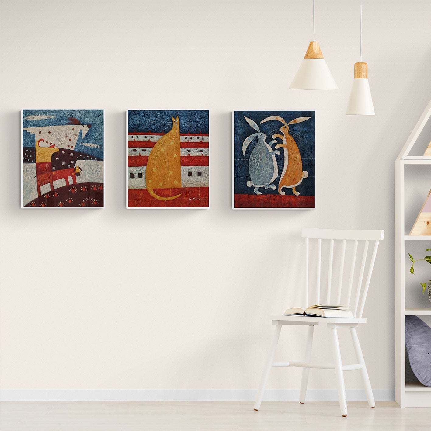 Children's Triptych Painting Animals 50x60 cm [3 pieces]