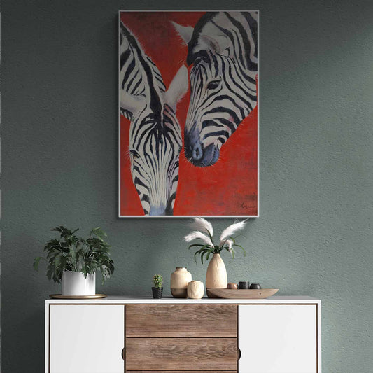 Pintura Cebra Modern Roja 69x97 cm