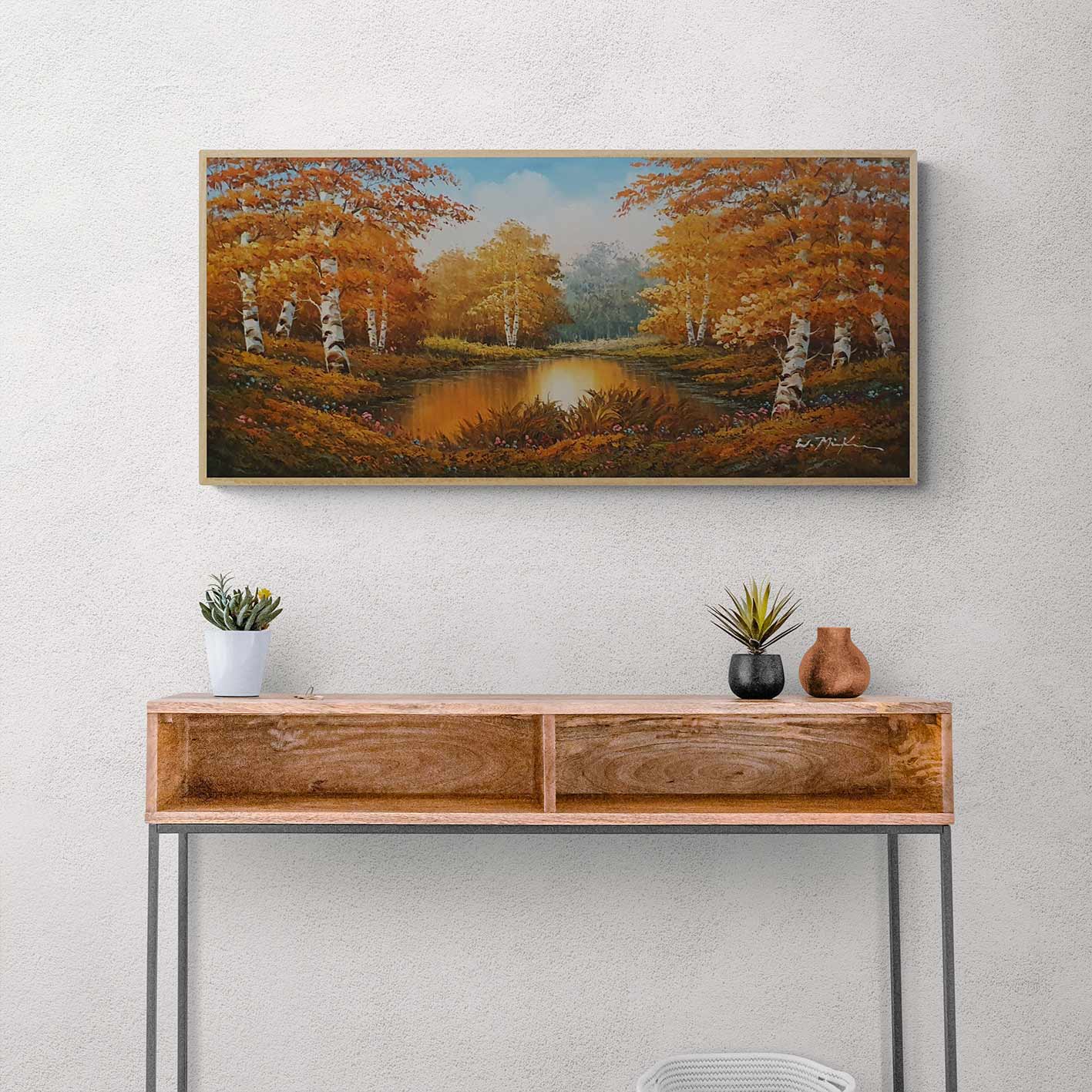 Forest and Lake painting 90x40 cm