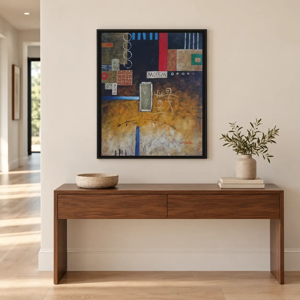 Hand-painted geometric abstract oil painting 50 × 60 cm