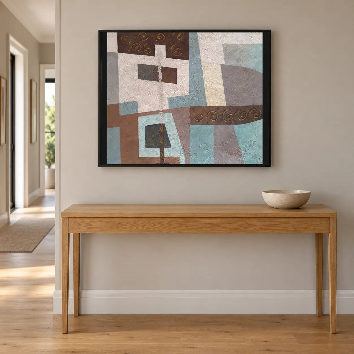 Abstracto geométrico al óleo pintado a mano 60 × 50 cm