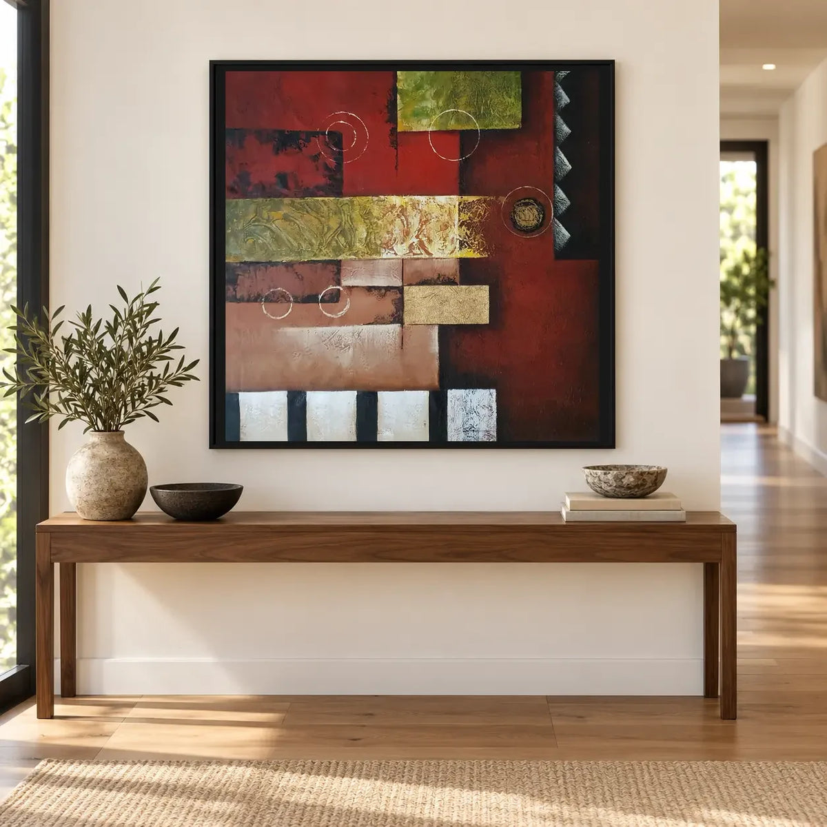 Abstracto geométrico al óleo pintado a mano 80 × 80 cm
