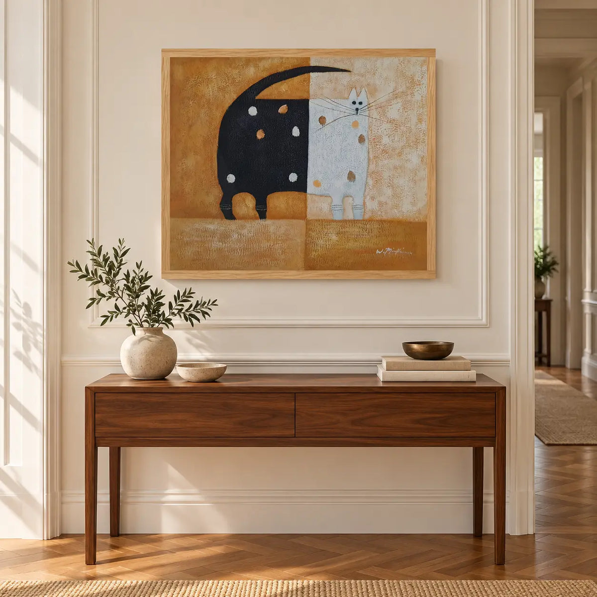 Cuadro de Gato al Óleo Pintado a Mano 60 × 50 cm