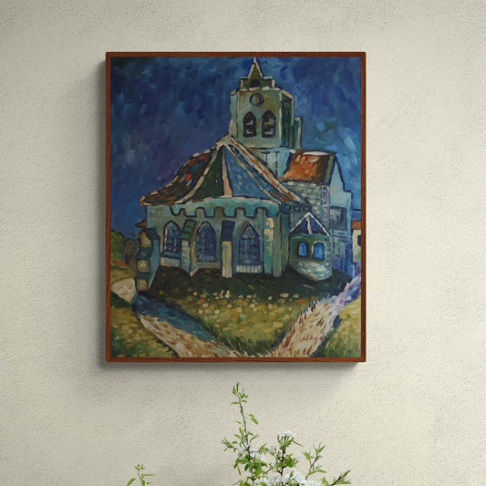 Van Gogh Gemälde Die Kirche von Auvers-sur-Oise 50x60 cm