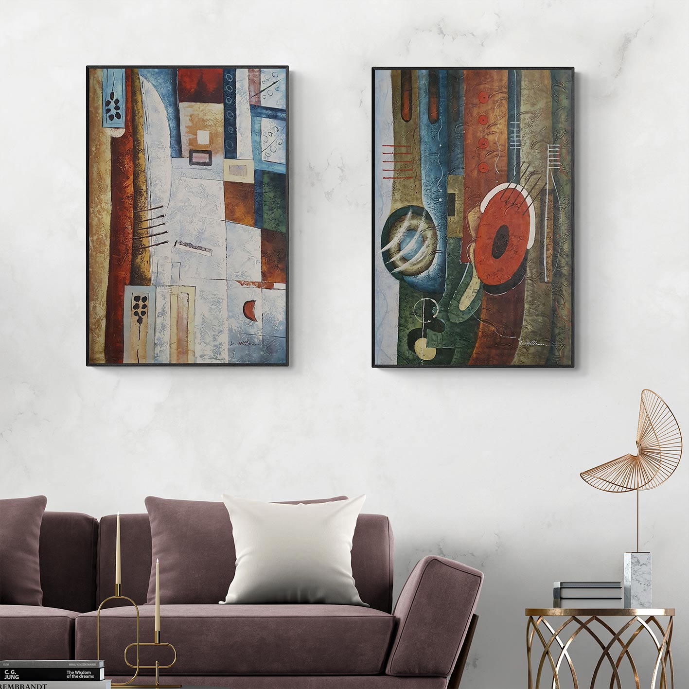 Jazz Abstract Diptych Painting 60x90 cm [2 pieces]