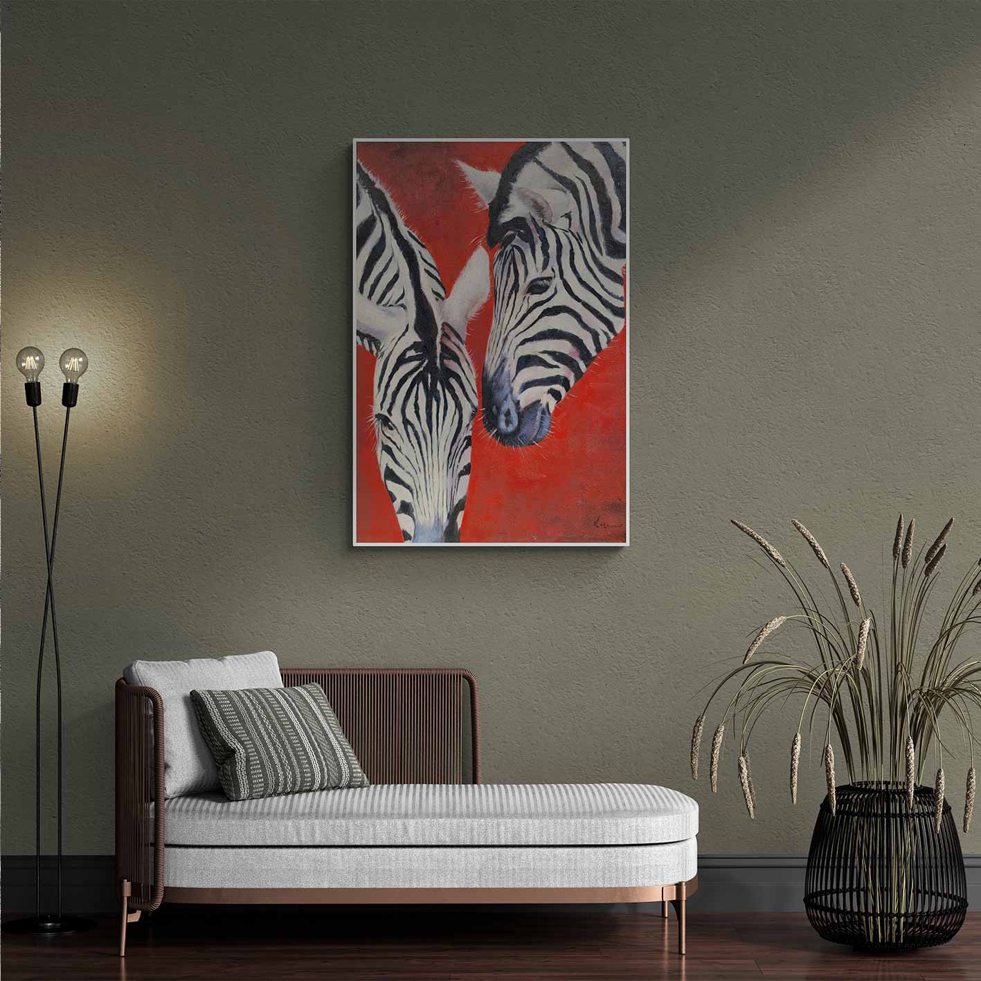 Pintura Cebra Modern Roja 69x97 cm