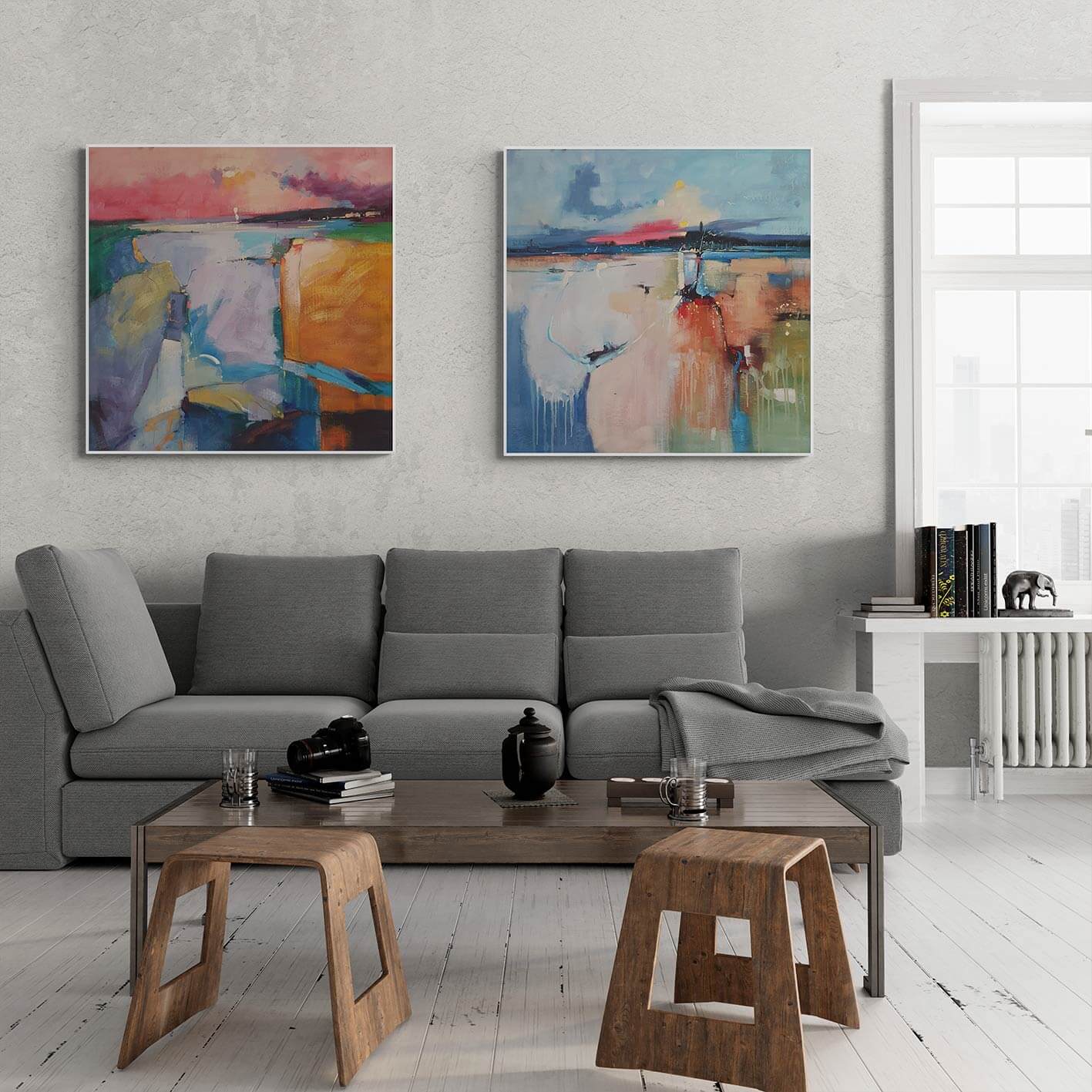 Alez Diptych Abstract Painting