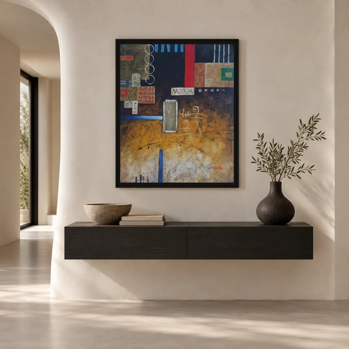Hand-painted geometric abstract oil painting 50 × 60 cm