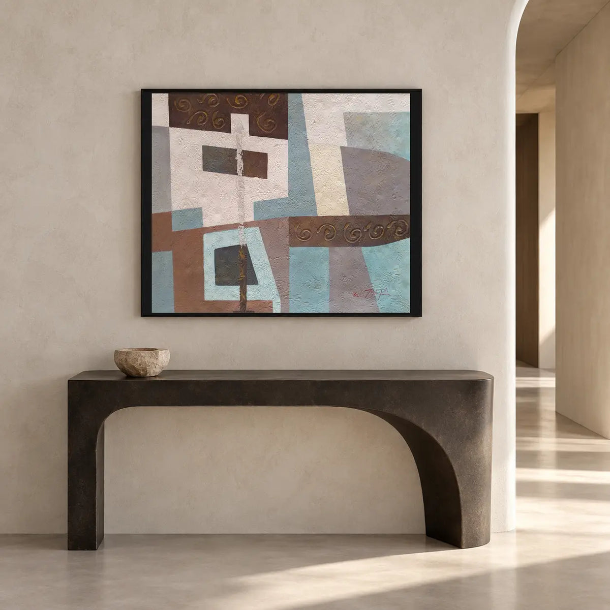Abstracto geométrico al óleo pintado a mano 60 × 50 cm